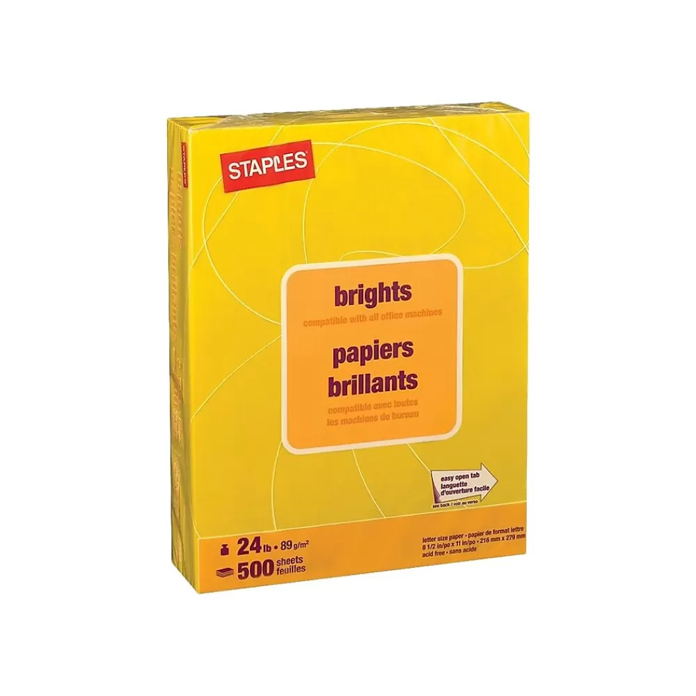 Staples Brights Multipurpose Paper, 24 lbs., 8.5" x 11", , 500/Ream (20102) Yellow Fashion