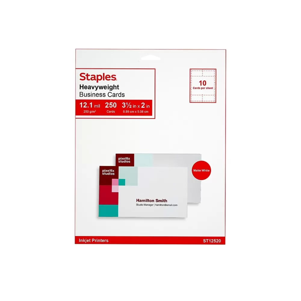 Staples ® Business Cards, 3.5" x 2", Matte White, 250/Pack (ST12520) Flash Sale