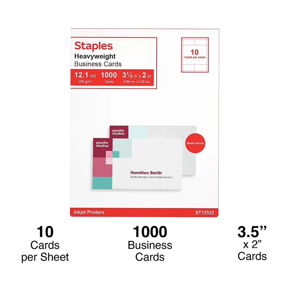 Staples ® Business Cards, 3.5" x 2", Matte White, 1000/Pack (ST12520) Cheap