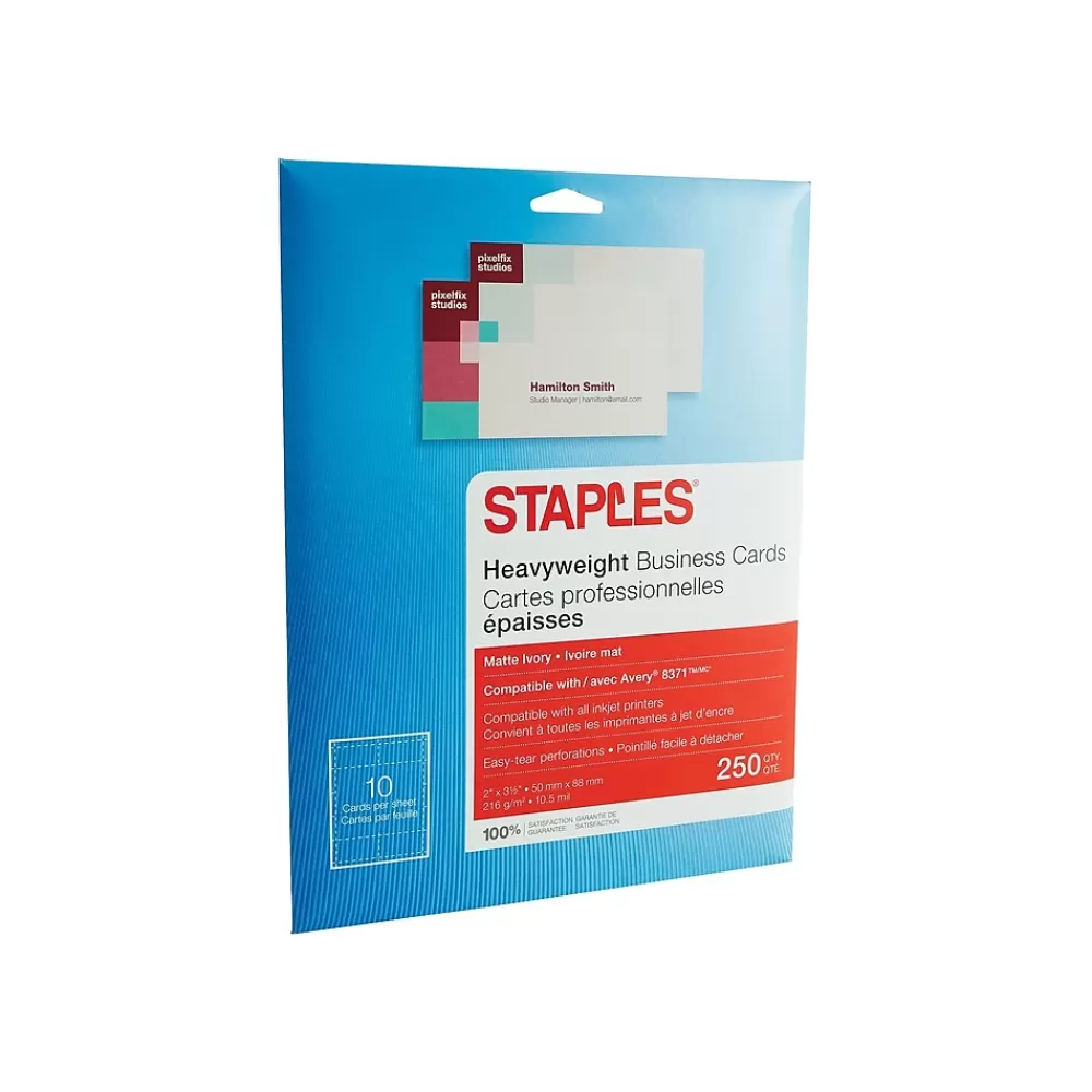 Staples Business Cards, 3.5"W x 2"L, Ivory 250/Pack (12527) Flash Sale