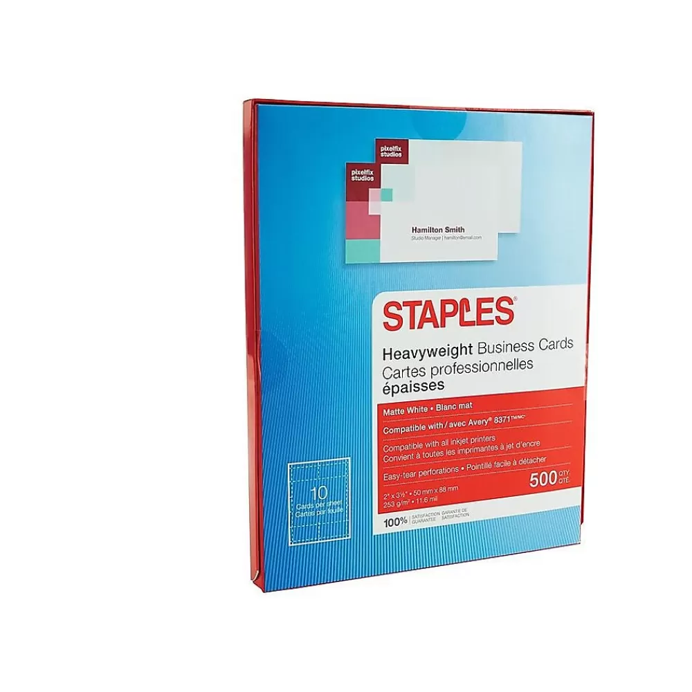 Staples Business Cards, 3.5"W x 2"L, White 500/Pack (12521) Shop