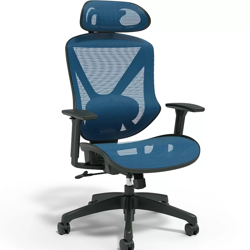 Staples ® Dexley Ergonomic Mesh Swivel Task Chair, (UN59375) Blue Hot