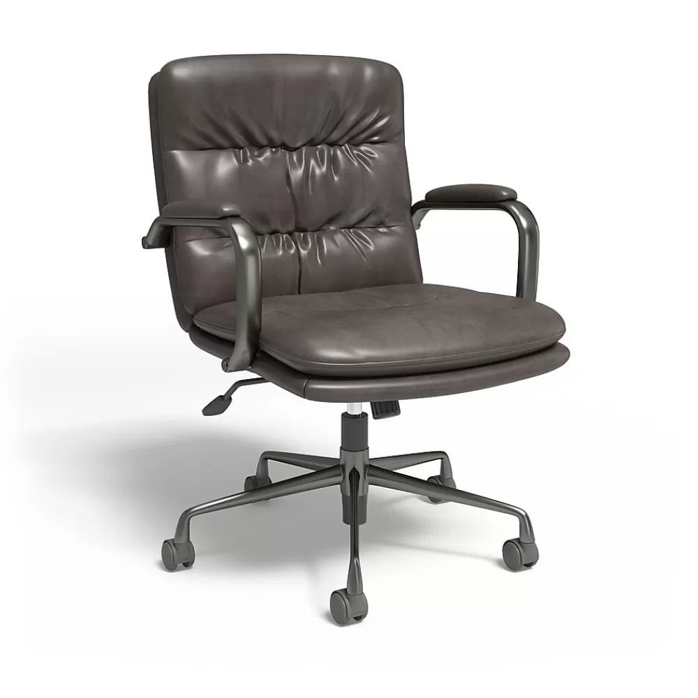 Staples ® Ellsworth Leather Swivel Manager Chair, Gray (95115) Cheap