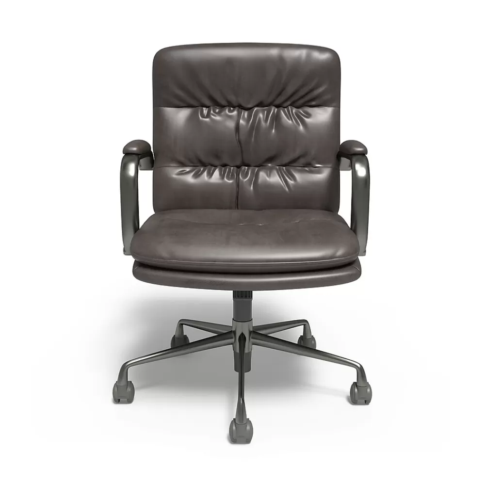 Staples ® Ellsworth Leather Swivel Manager Chair, Gray (95115) Cheap