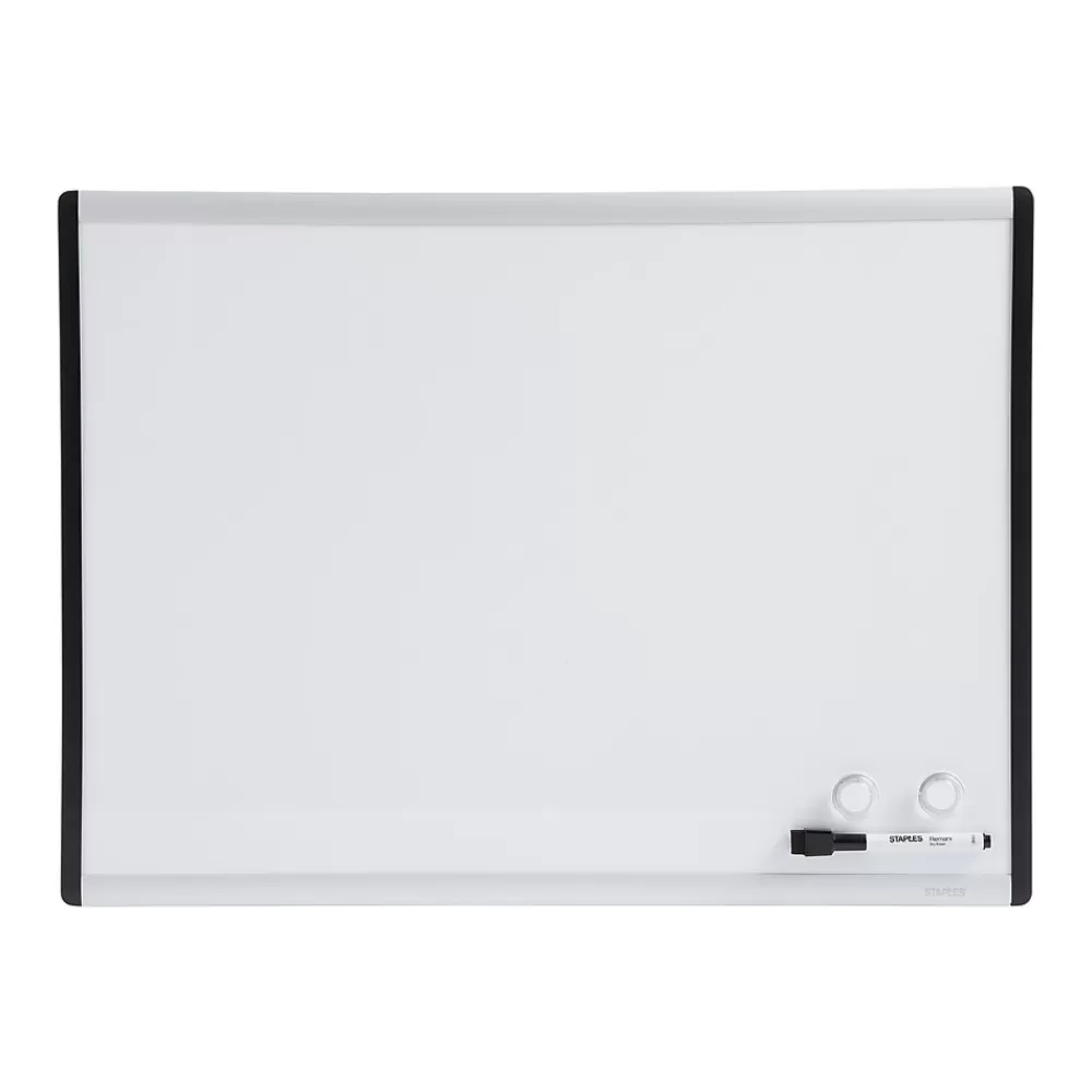 Staples Magnetic Steel Dry-Erase Whiteboard, Silver/Black, 1.5' x 2' (52484/28213) Cheap