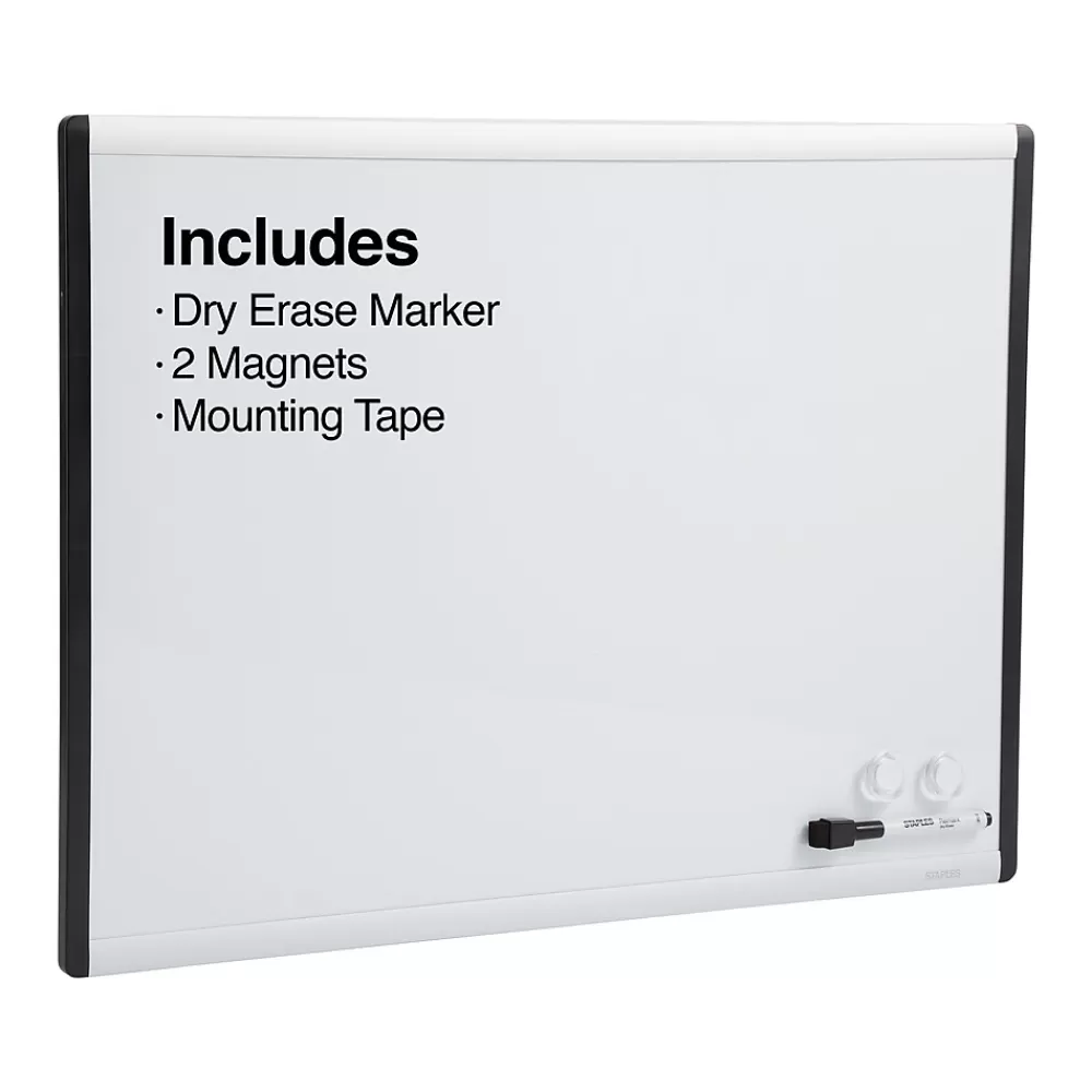 Staples Magnetic Steel Dry-Erase Whiteboard, Silver/Black, 1.5' x 2' (52484/28213) Cheap