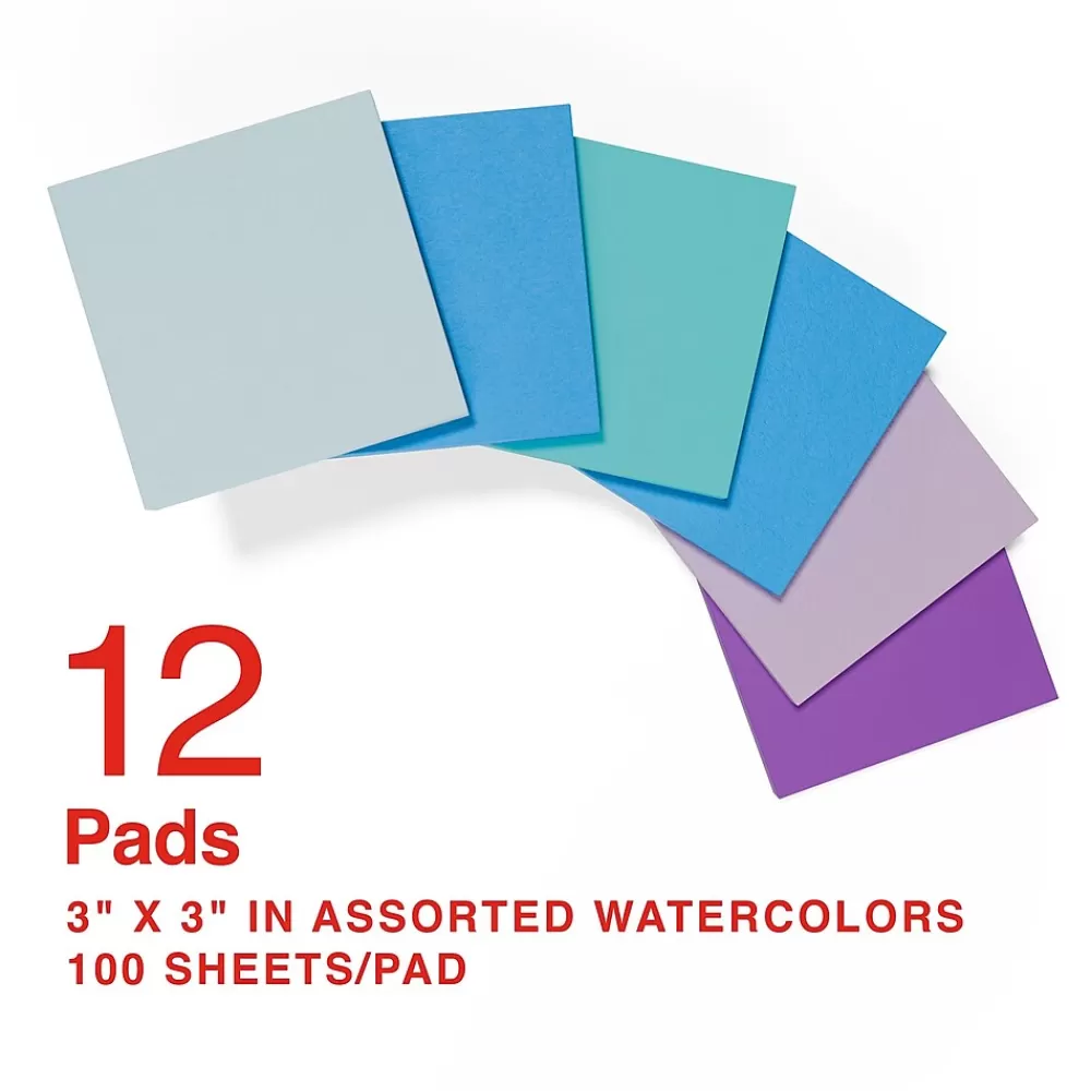 Staples Notes, 3" x 3", Marina Collection, 100 Sheet/Pad, 12 Pads/Pack (19758-US) Hot