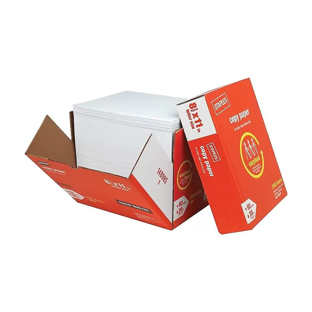 Staples Ream-Less Copy Paper, 8.5" x 11", 20 lbs., White, 2500 Sheets/Carton (20587) Shop