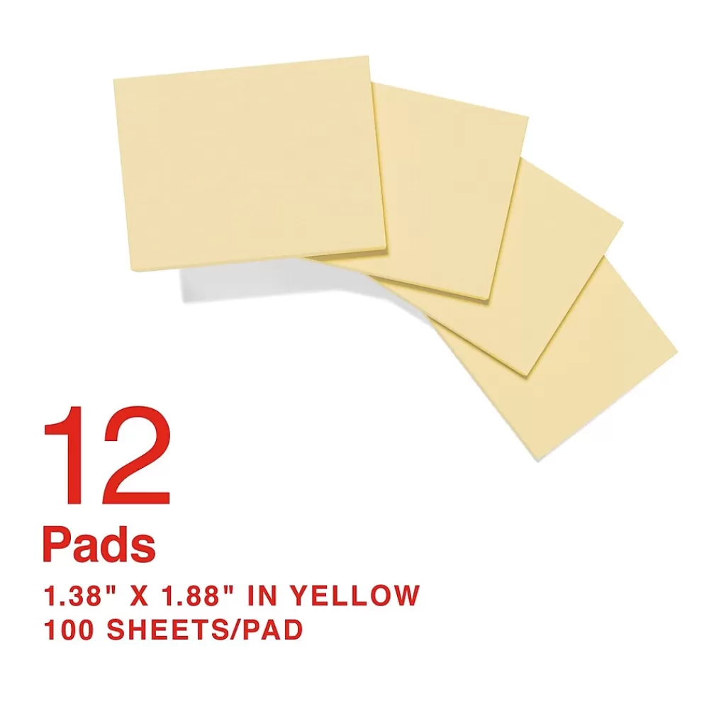 Staples Recycled Notes, 1 3/8" x 1 7/8", Sunshine Collection, 100 Sheet/Pad, 12 Pads/Pack (S152YR/1252554) Clearance