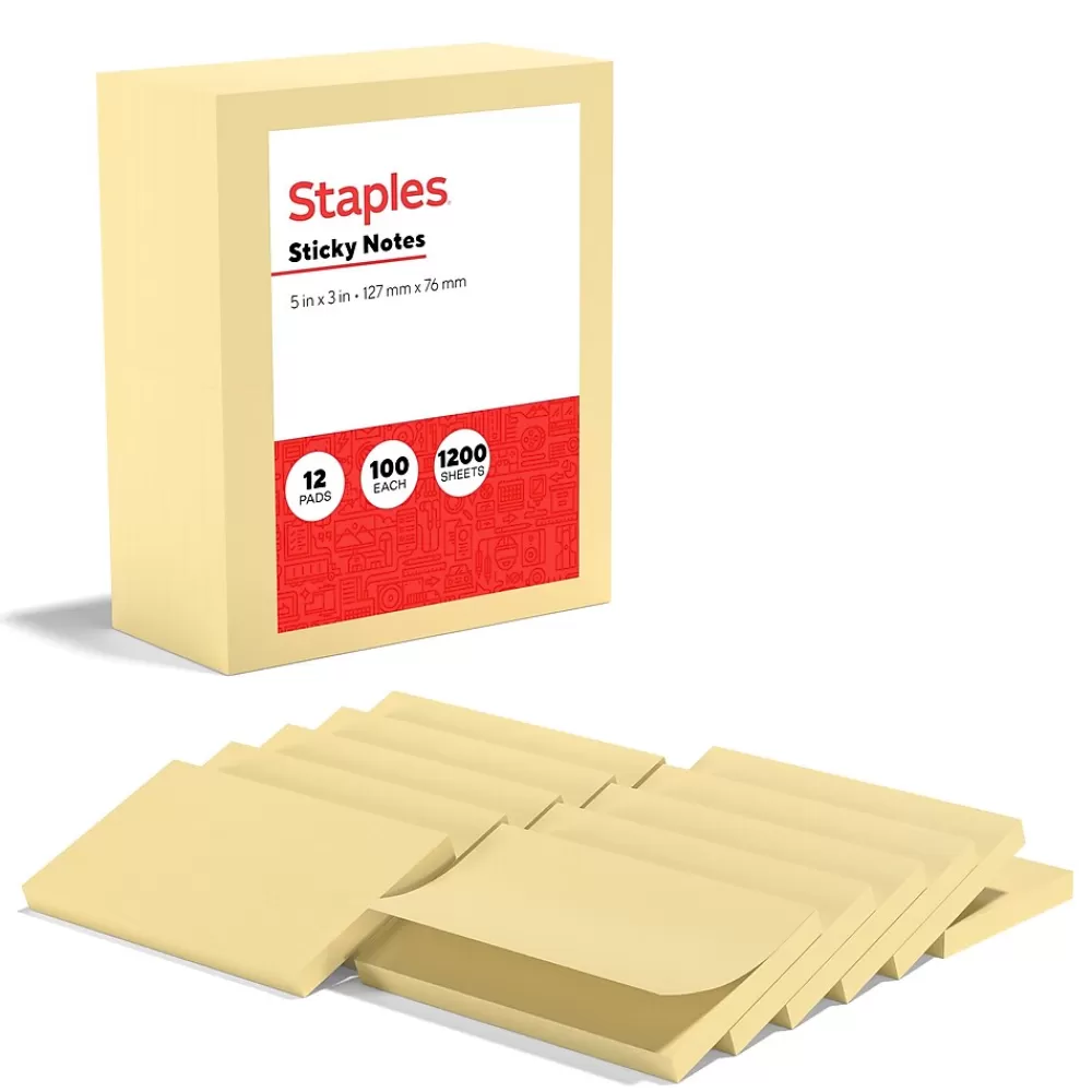 Staples Recycled Notes, 3" x 5", Sunshine Collection, 100 Sheet/Pad, 12 Pads/Pack (S-35YR12/52571) Best