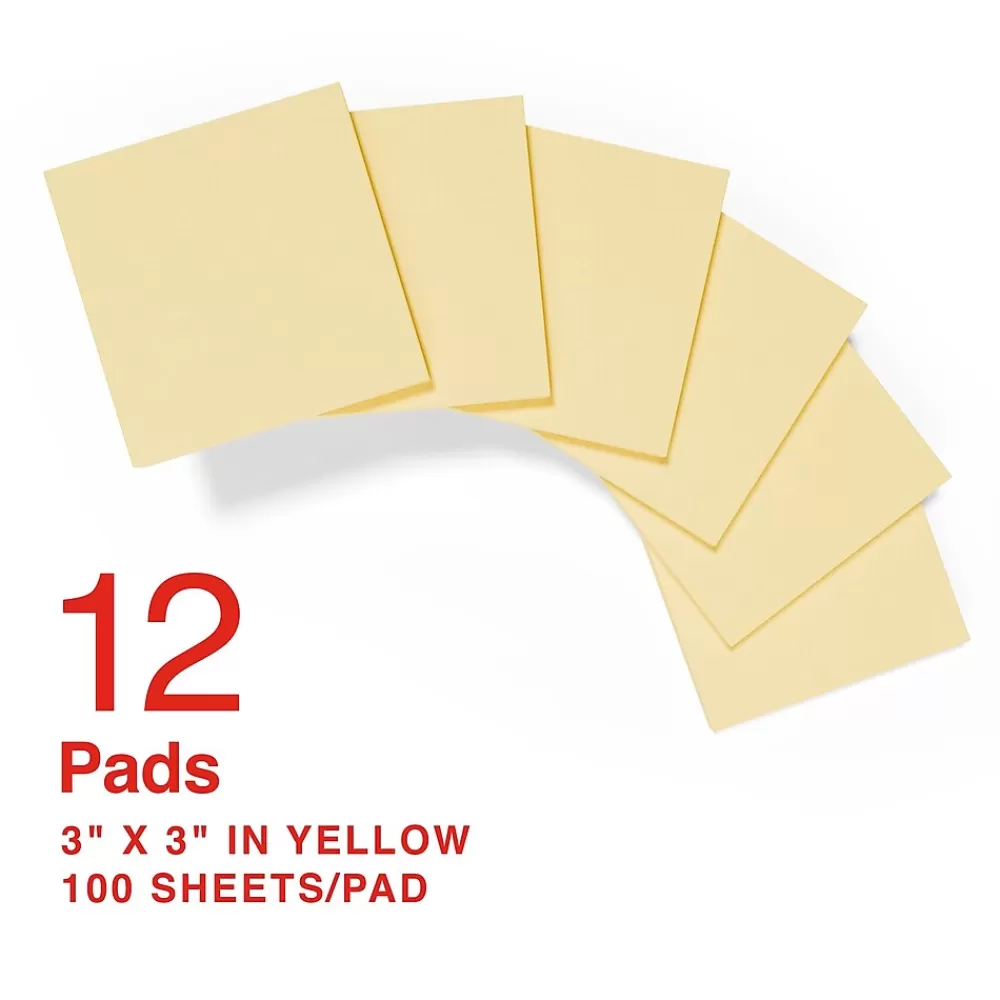 Staples Recycled Notes, 3" x 3", Sunshine Collection, 100 Sheet/Pad, 12 Pads/Pack (S33YR12/52564) Store