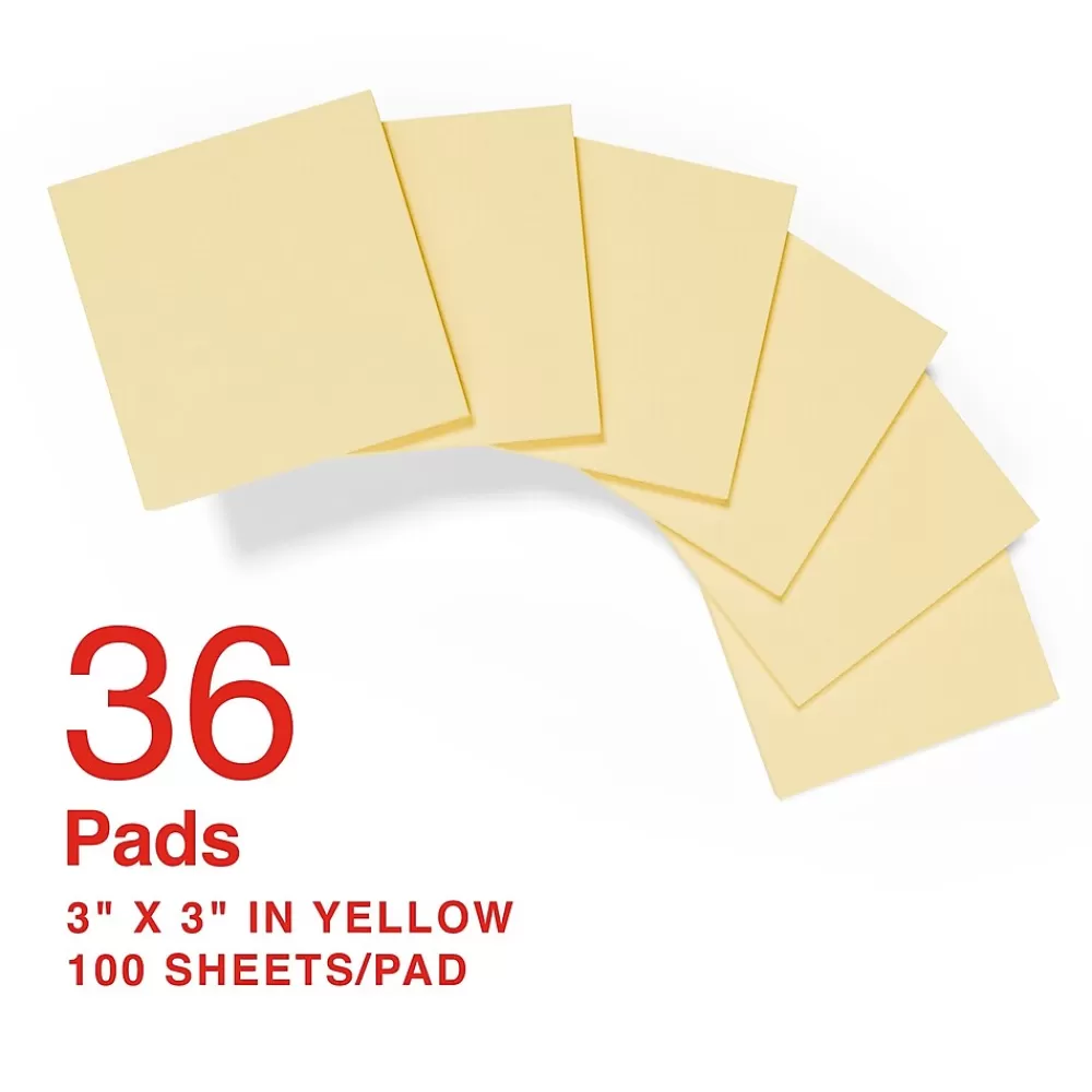 Staples Recycled Notes, 3" x 3", Sunshine Collection, 100 Sheet/Pad, 36 Pads/Pack (S-33YR36) Online