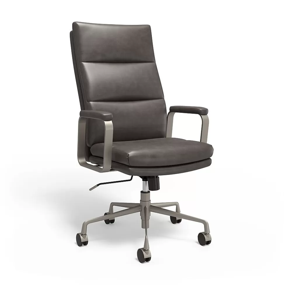 Staples ® Shelton Ergonomic Leather Swivel Manager Chair, Gray (HG-70081) Hot