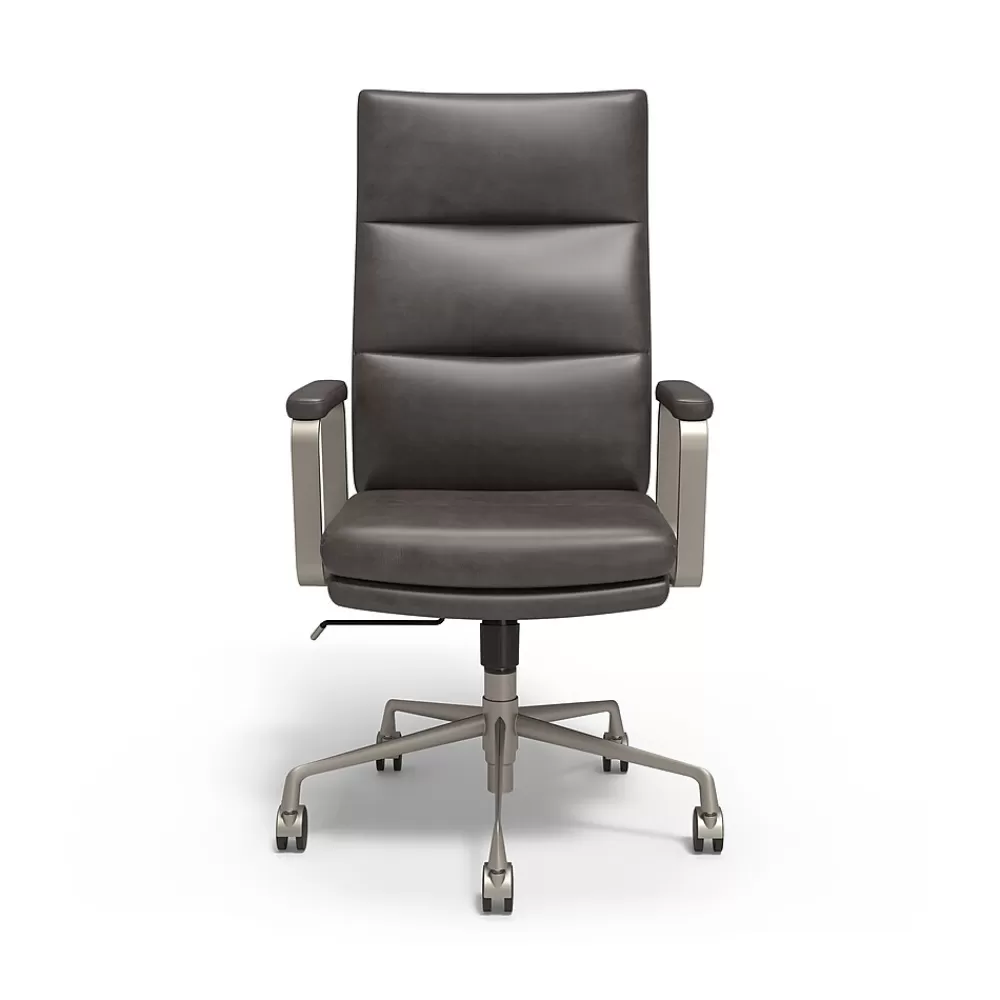 Staples ® Shelton Ergonomic Leather Swivel Manager Chair, Gray (HG-70081) Hot