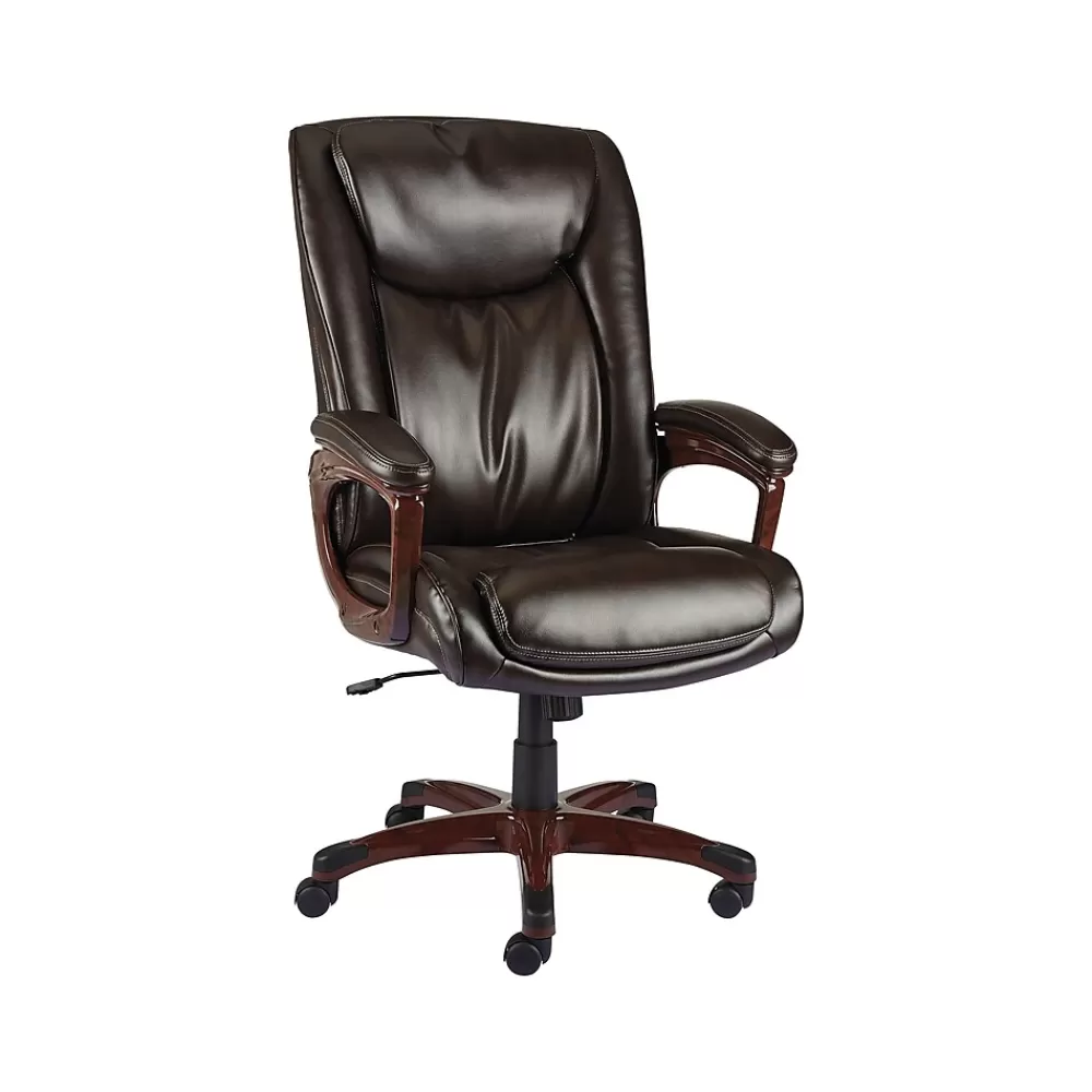 Staples ® Westcliffe Ergonomic Leather Swivel Executive Chair, Brown (50219R-CC) Clearance