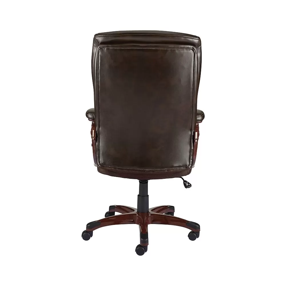 Staples ® Westcliffe Ergonomic Leather Swivel Executive Chair, Brown (50219R-CC) Clearance