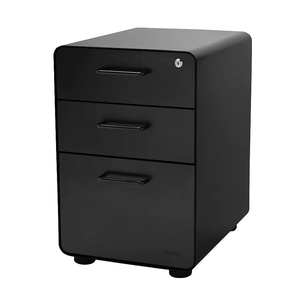 Poppin Stow 3-Drawer File Cabinet, Black Shop