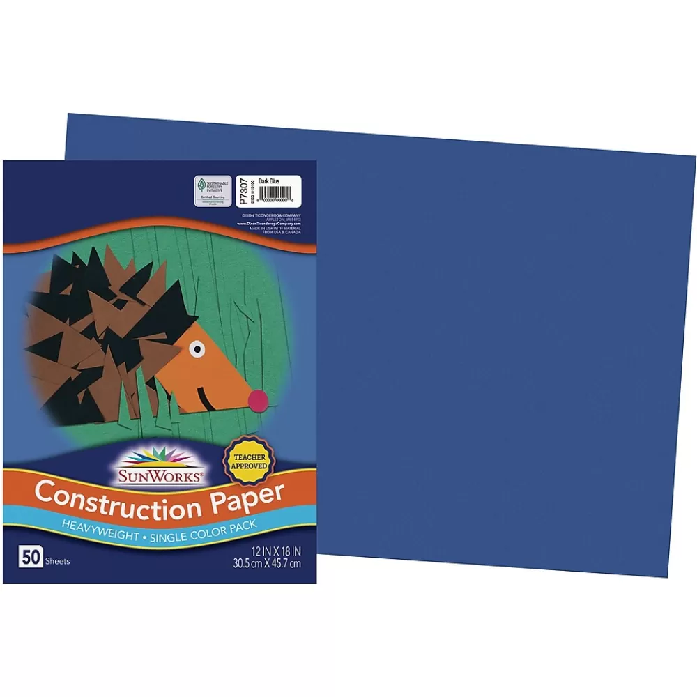 SunWorks 12" x 18" Construction Paper, Dark Blue, 50 Sheets (P7307) Best