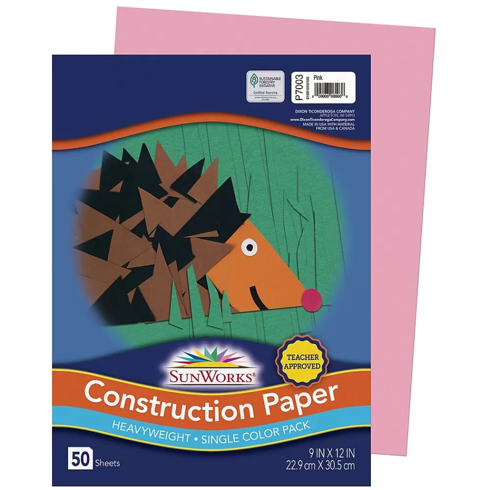 SunWorks 9" x 12" Construction Paper, Pink, 50 Sheets (P7003) Online