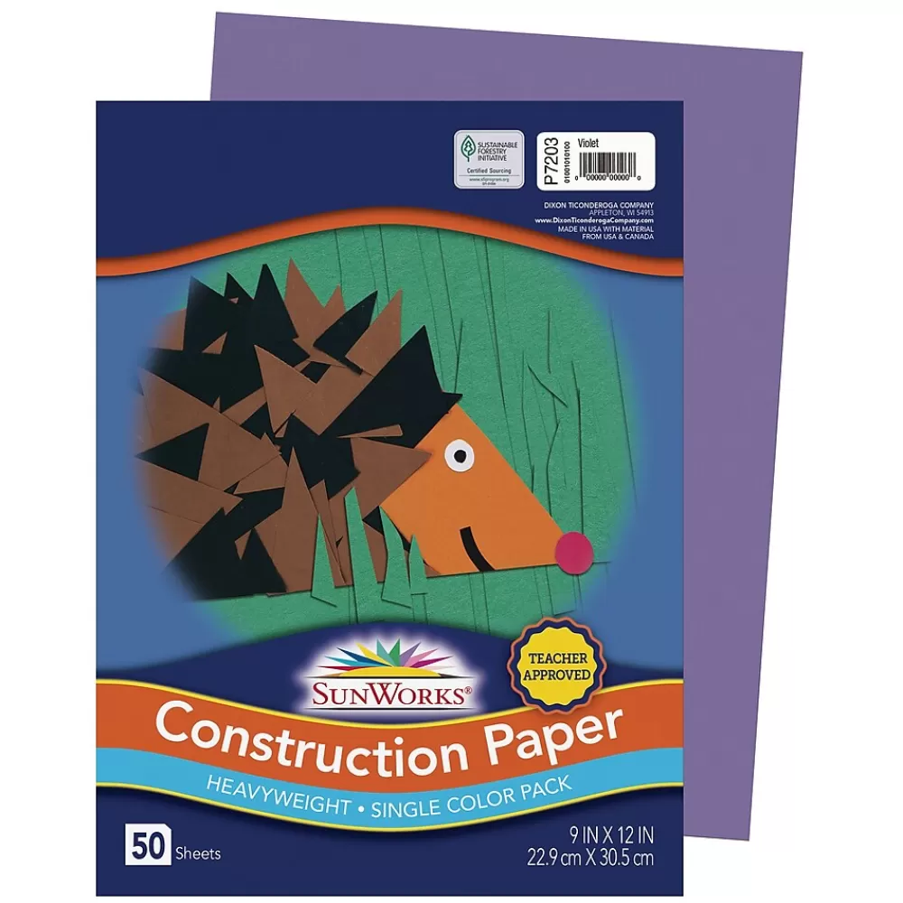 SunWorks 9" x 12" Construction Paper, Violet, 50 Sheets (P7203) Cheap