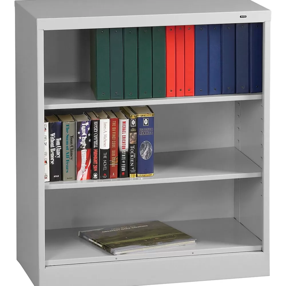 Tennsco 18" Welded Bookcase, Light Grey, 3-Shelf, 42"H Best