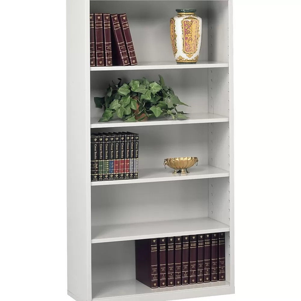 Tennsco 66"H 5-Shelf Welded Bookcase, Light Grey (TNN-B66LGY) New