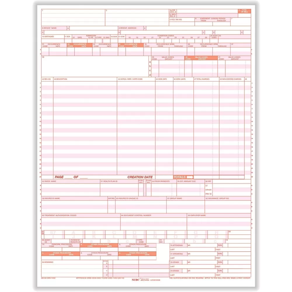 TFP UB-04 CMS-1450 1-Part Health Insurance Claims, 2500/CT (UB04LC) Best