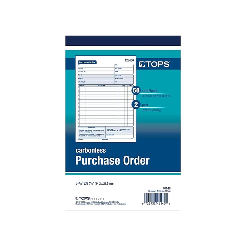 TOPS 2-Part Carbonless Purchase Requisitions, 7.94"L x 5.56"W, 50 Sets/Book (46140) Fashion