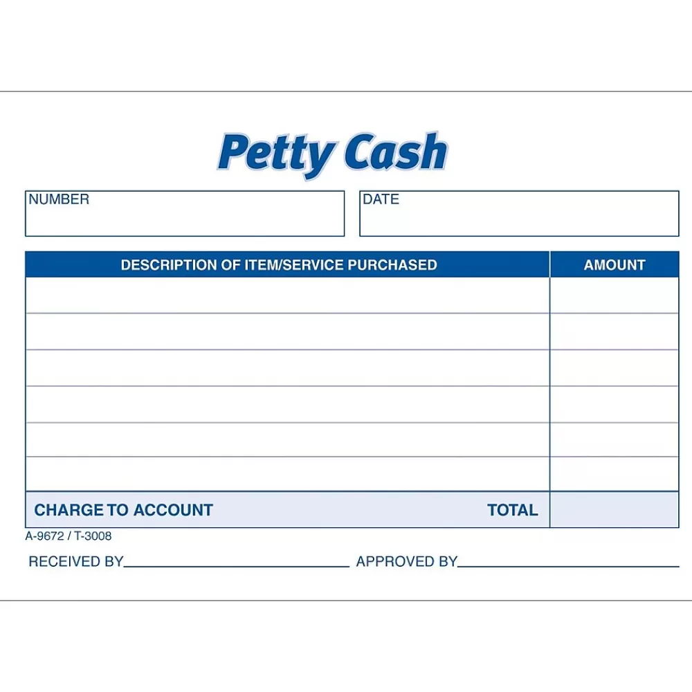 TOPS 1-Part Petty Cash, 5" x 3.5", 50 Sets/Book (3008) Discount