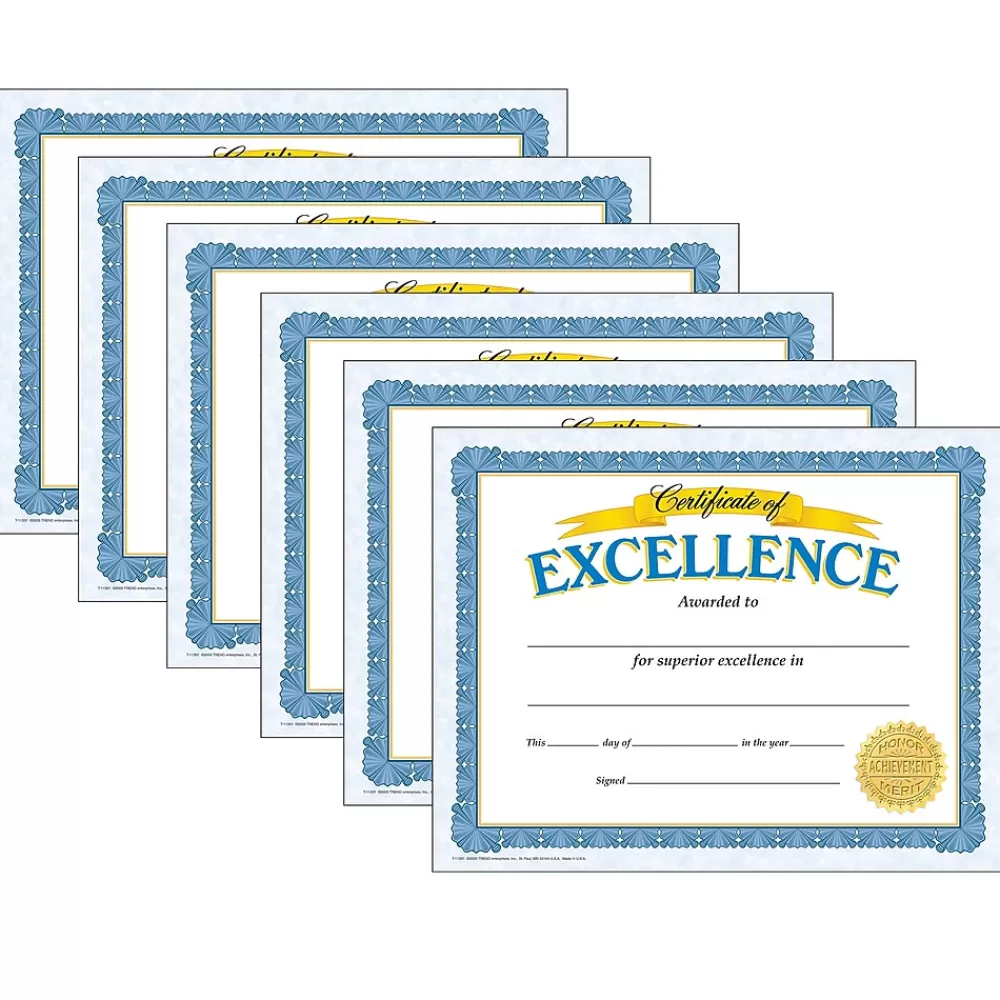 Trend Enterprises TREND Certificate of Excellence Classic Certificates, 30/Pack, 6/Bundle (T-11301-6) Hot