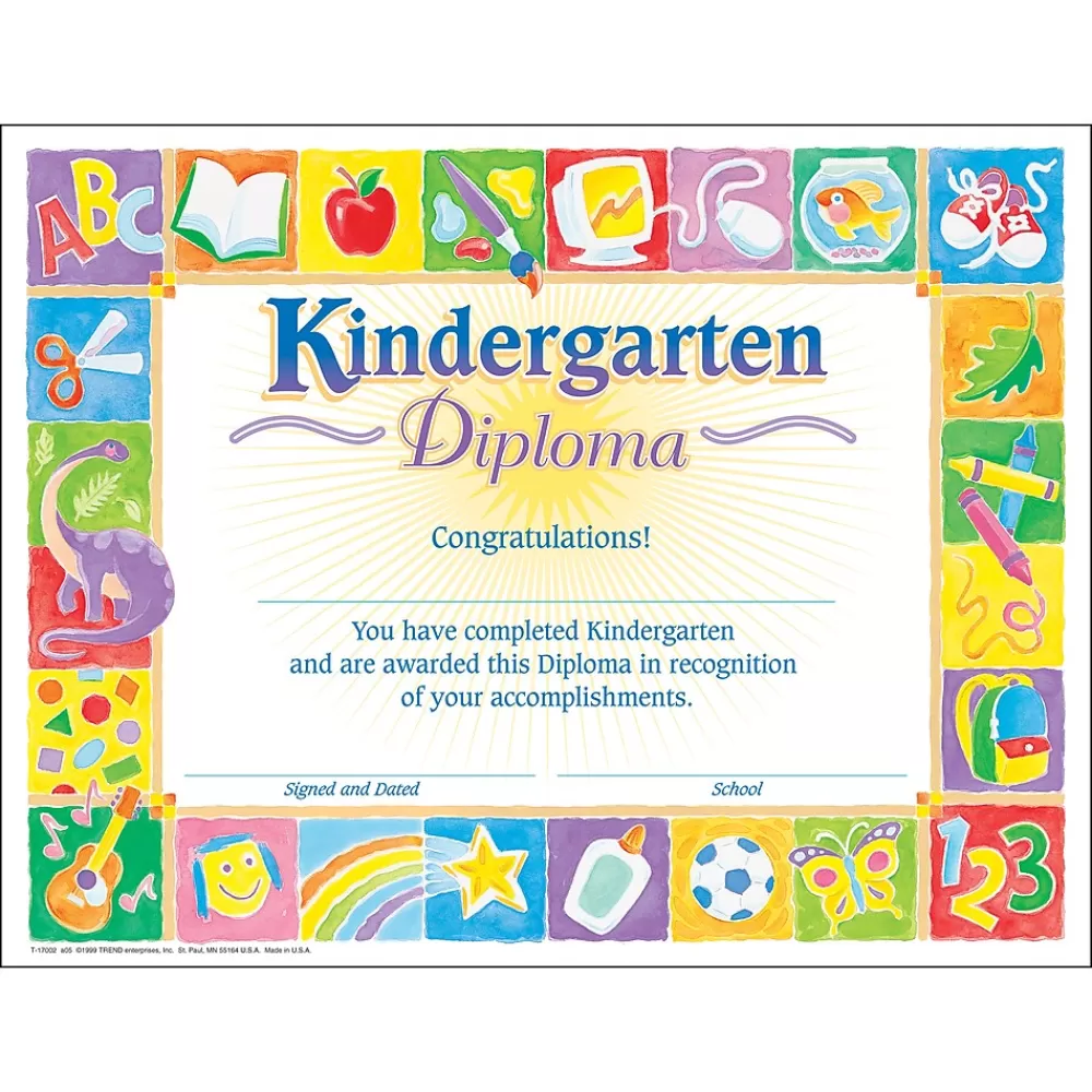 Trend Enterprises TREND Classic Kindergarten Diploma, 30 Per Pack, 6 Packs (T-17002-6) Cheap