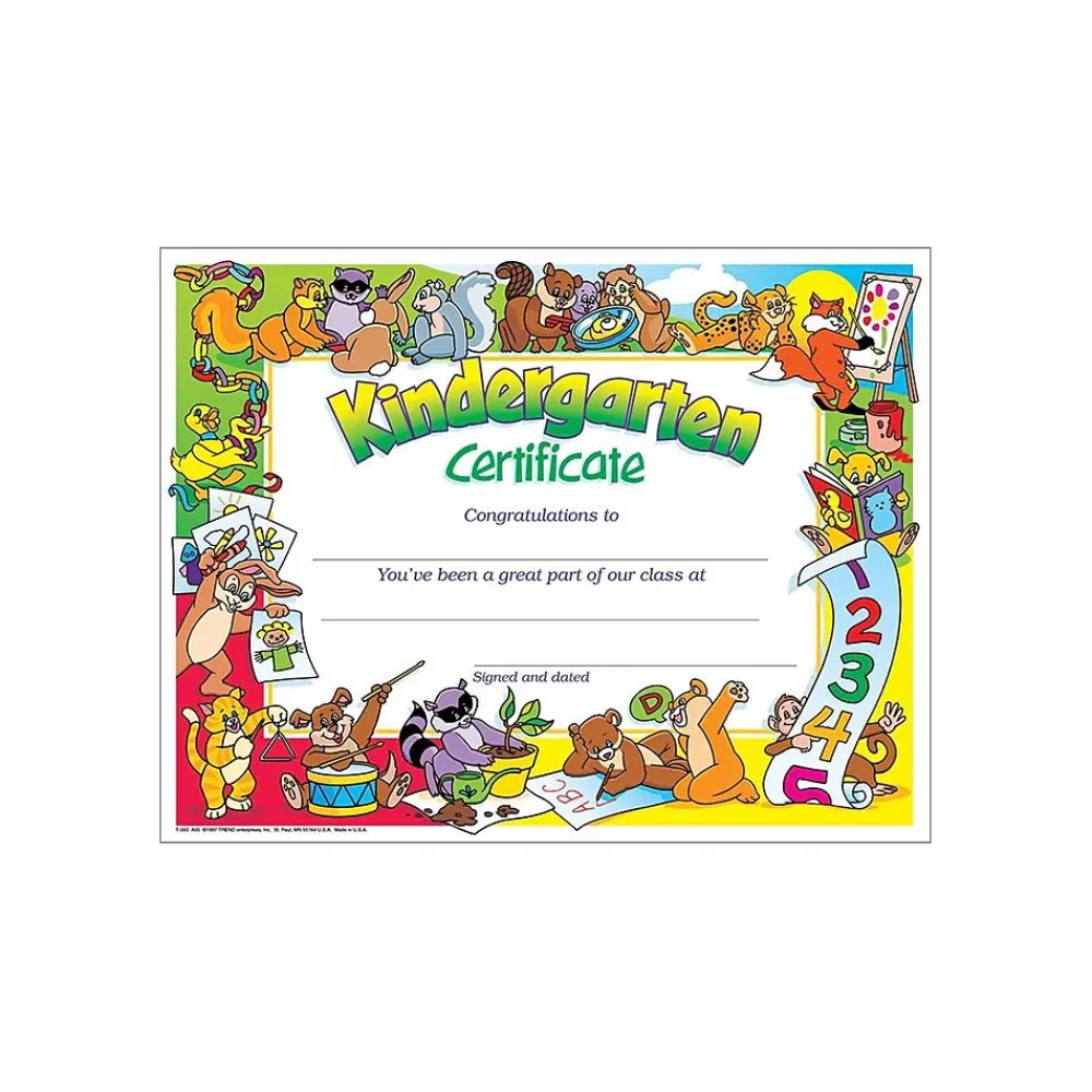 Trend Enterprises Congratulations Kindergarten Certificate, 30/Pack, 4/Bundle Discount