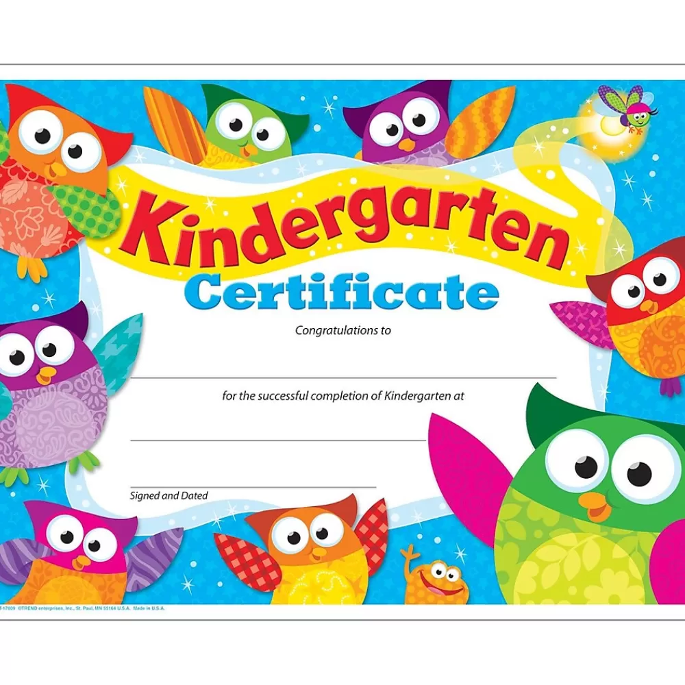 Trend Enterprises Trend Kindergarten Certificate Owl-Stars!, 30 CT (T-17009) Fashion