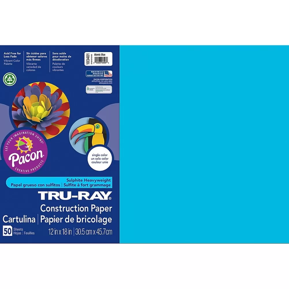 Tru-Ray 12" x 18" Construction Paper, Atomic Blue, 50 Sheets/Pack, 3 Packs (PAC103401-3) Flash Sale