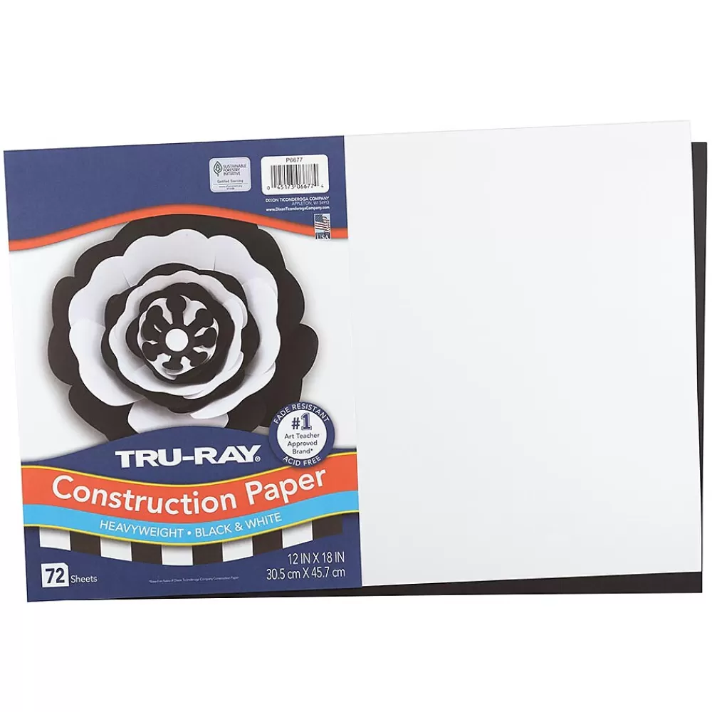 Tru-Ray 12" x 18" Construction Paper, Black/White, 72 Sheets/Pack (P6677) Online