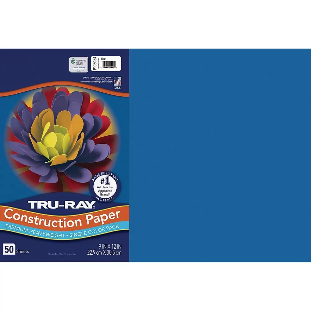 Pacon Tru-Ray 12" x 18" Construction Paper, Blue, 50 Sheets (P103054) Discount