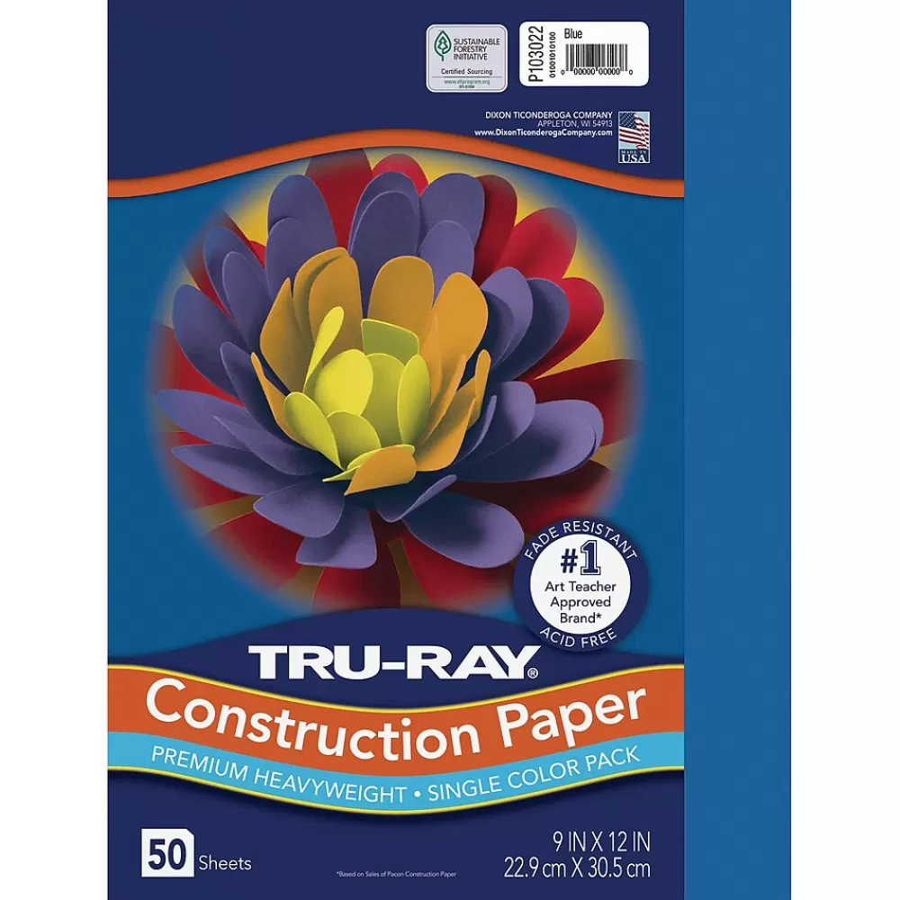 Pacon Tru-Ray 9" x 12" Construction Paper, Blue, 50 Sheets (P103022) Cheap