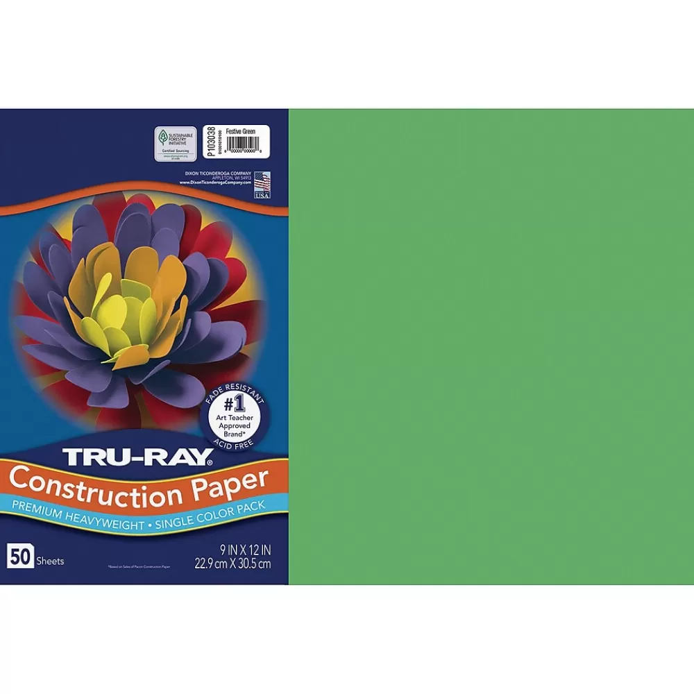 Pacon Tru-Ray 12" x 18" Construction Paper, Festive Green, 50 Sheets (P103038) Best Sale