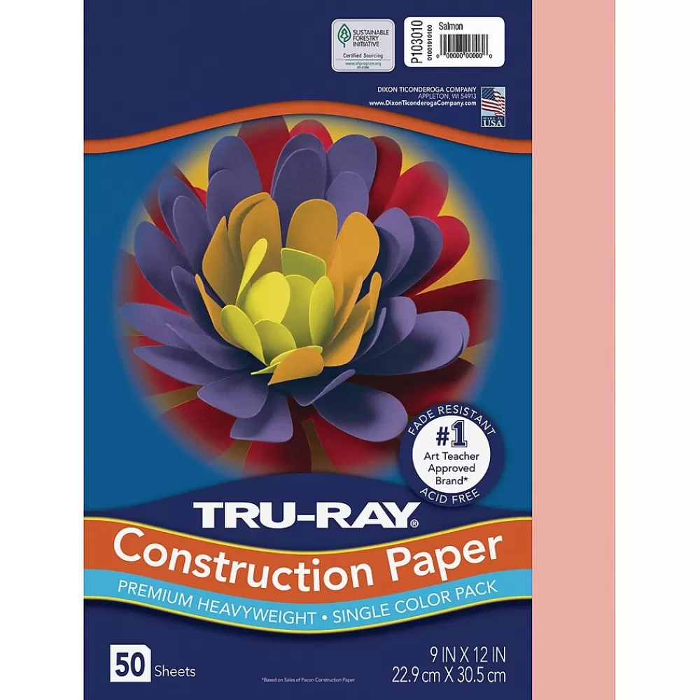 Tru-Ray 9" x 12" Construction Paper, Salmon, 50 Sheets (P103010) Fashion