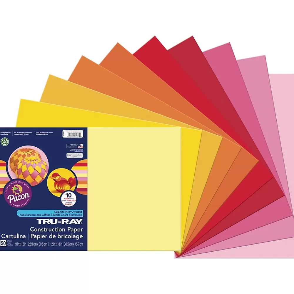 Pacon Tru-Ray 12" x 18" Construction Paper, Warm Assorted, 50 Sheets (P102948) Flash Sale