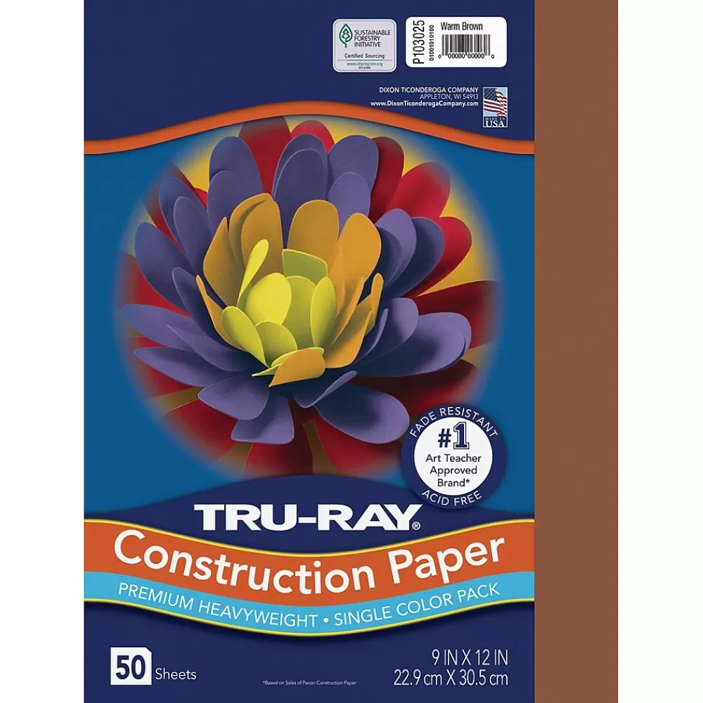 Pacon Tru-Ray 9" x 12" Construction Paper, Warm Brown, 50 Sheets (P103025) Fashion