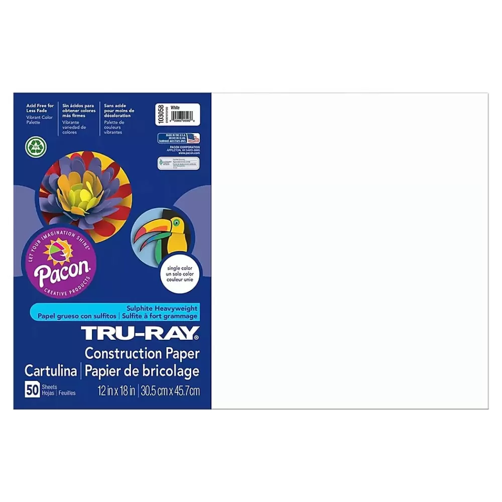 Pacon Tru-Ray 12" x 18" Construction Paper, White, 50 Sheets (P103058) Sale