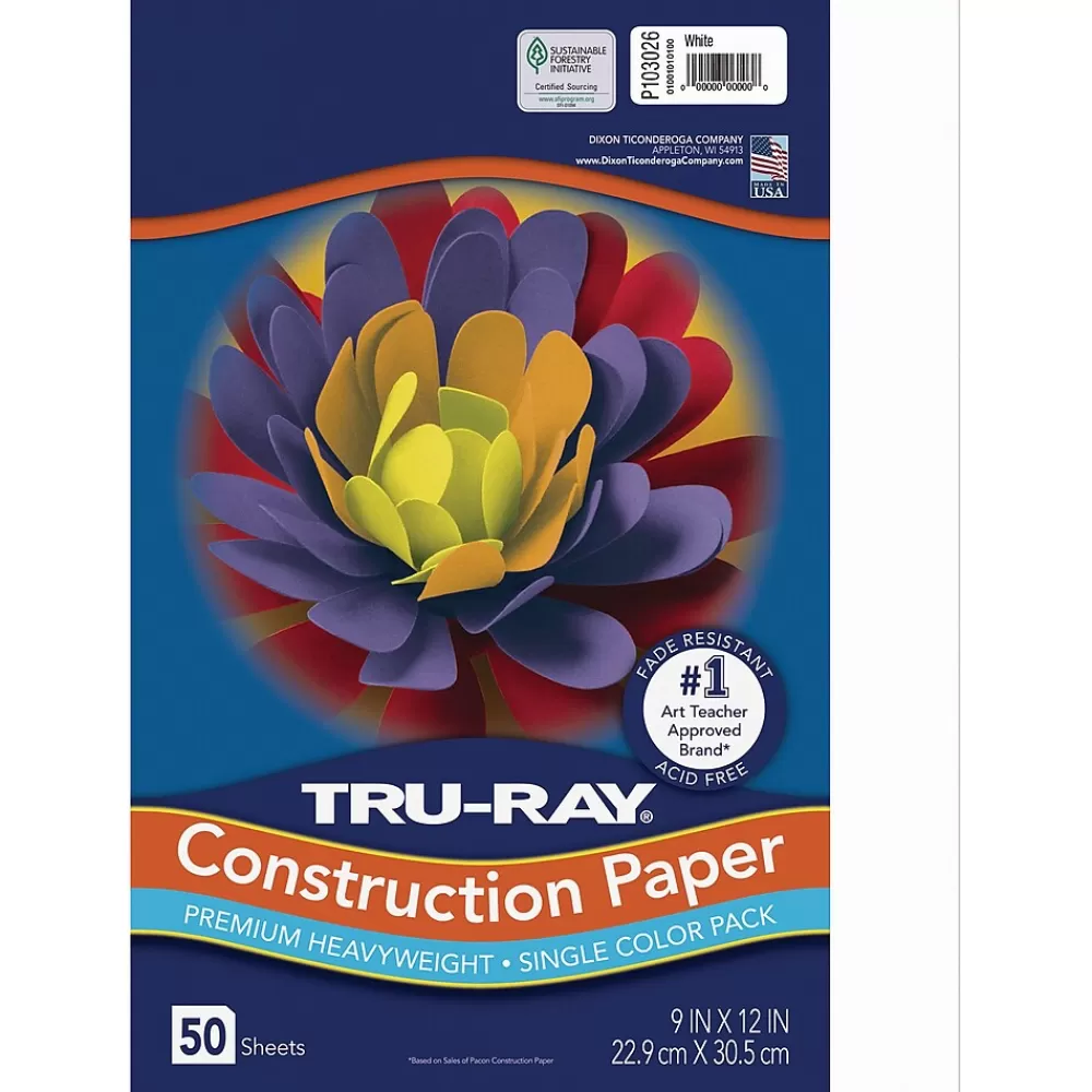 Pacon Tru-Ray 9" x 12" Construction Paper, White, 50 Sheets (P103026) Hot