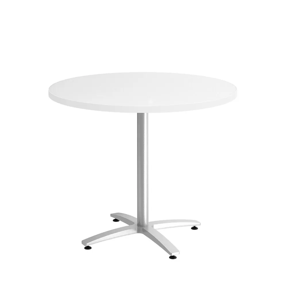 Union & Scale ™ 36" Round White Seated Height Table Silver Base Best Sale