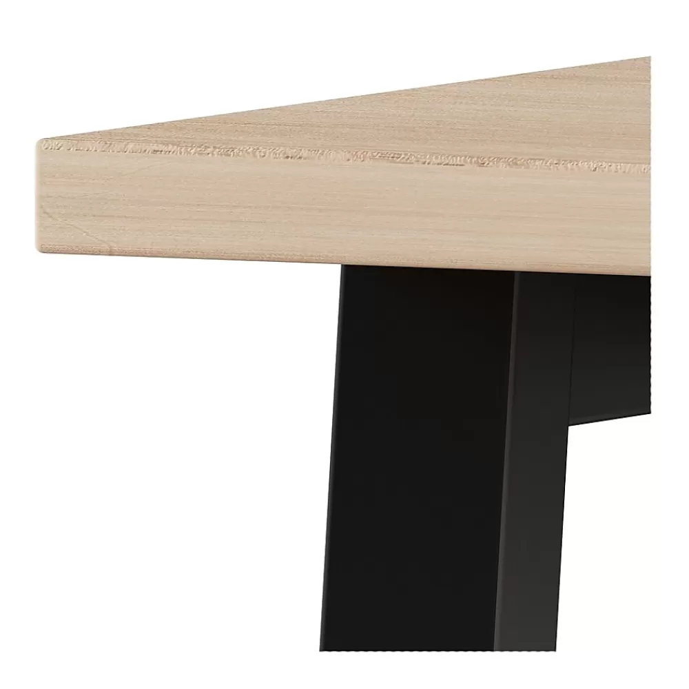 Union & Scale ™ Essentials 60"W Single Pedestal Desk, Natural (UN60419) Flash Sale