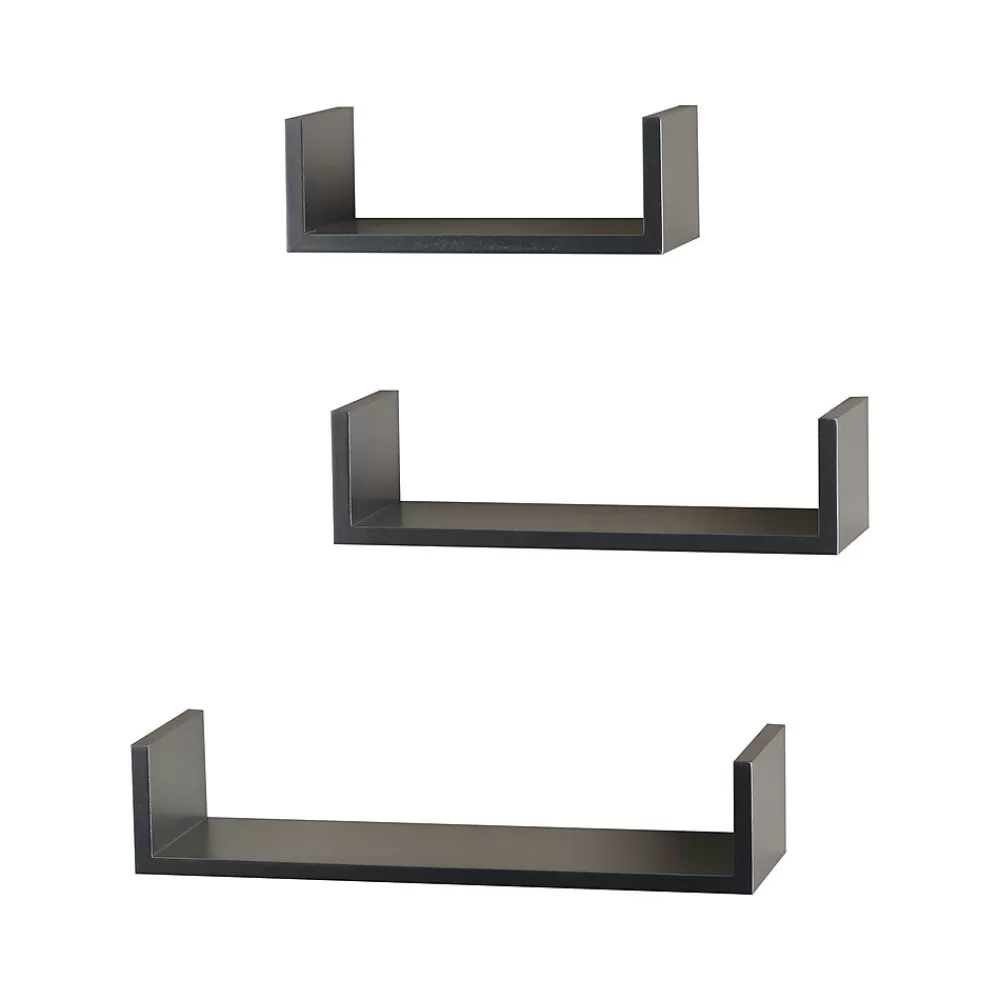 V-Light Wood Wall-Mounted Shelves, Gray, 3/Pack (VW161011G) Best