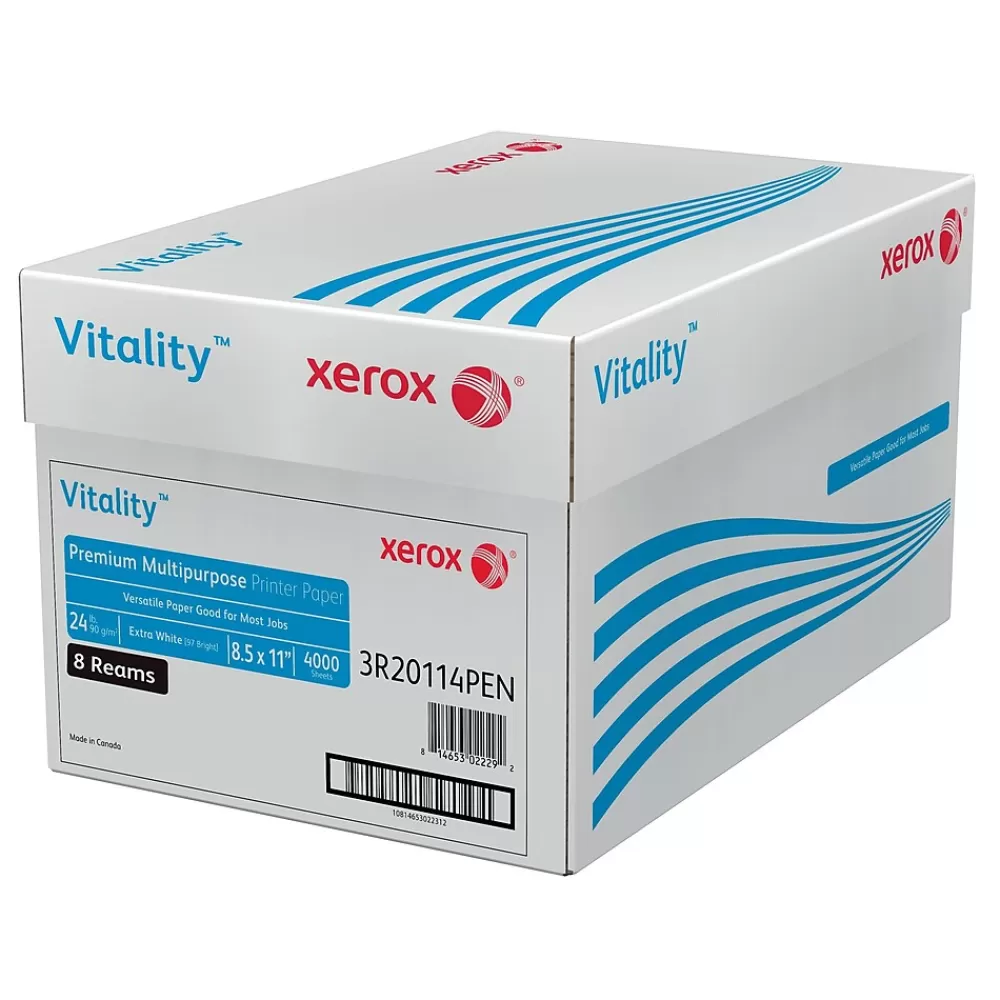 Xerox Vitality 8.5" x 11" Premium Multipurpose Paper, 24 lbs., 97 Brightness, 4000 Sheets/Carton (1001) Best Sale