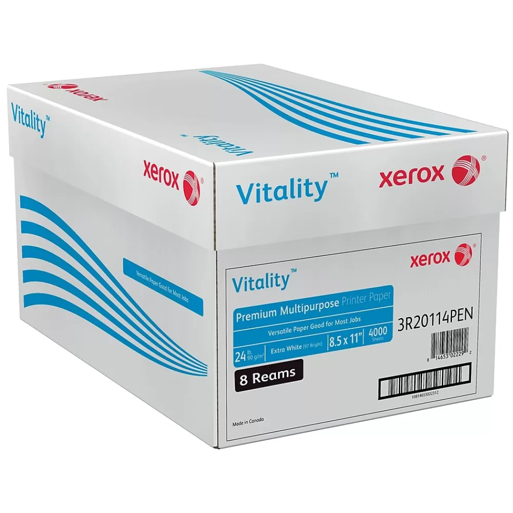 Xerox Vitality 8.5" x 11" Premium Multipurpose Paper, 24 lbs., 97 Brightness, 4000 Sheets/Carton (1001) Best Sale